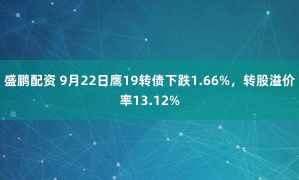 盛鹏配资 9月22日鹰19转债下跌1.66%，转股溢价率13.12%